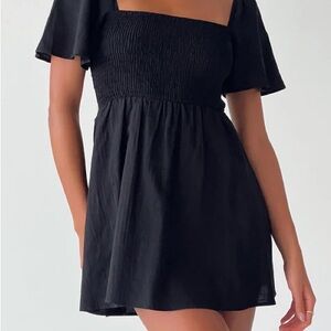 Elegant Black Smocked Dress